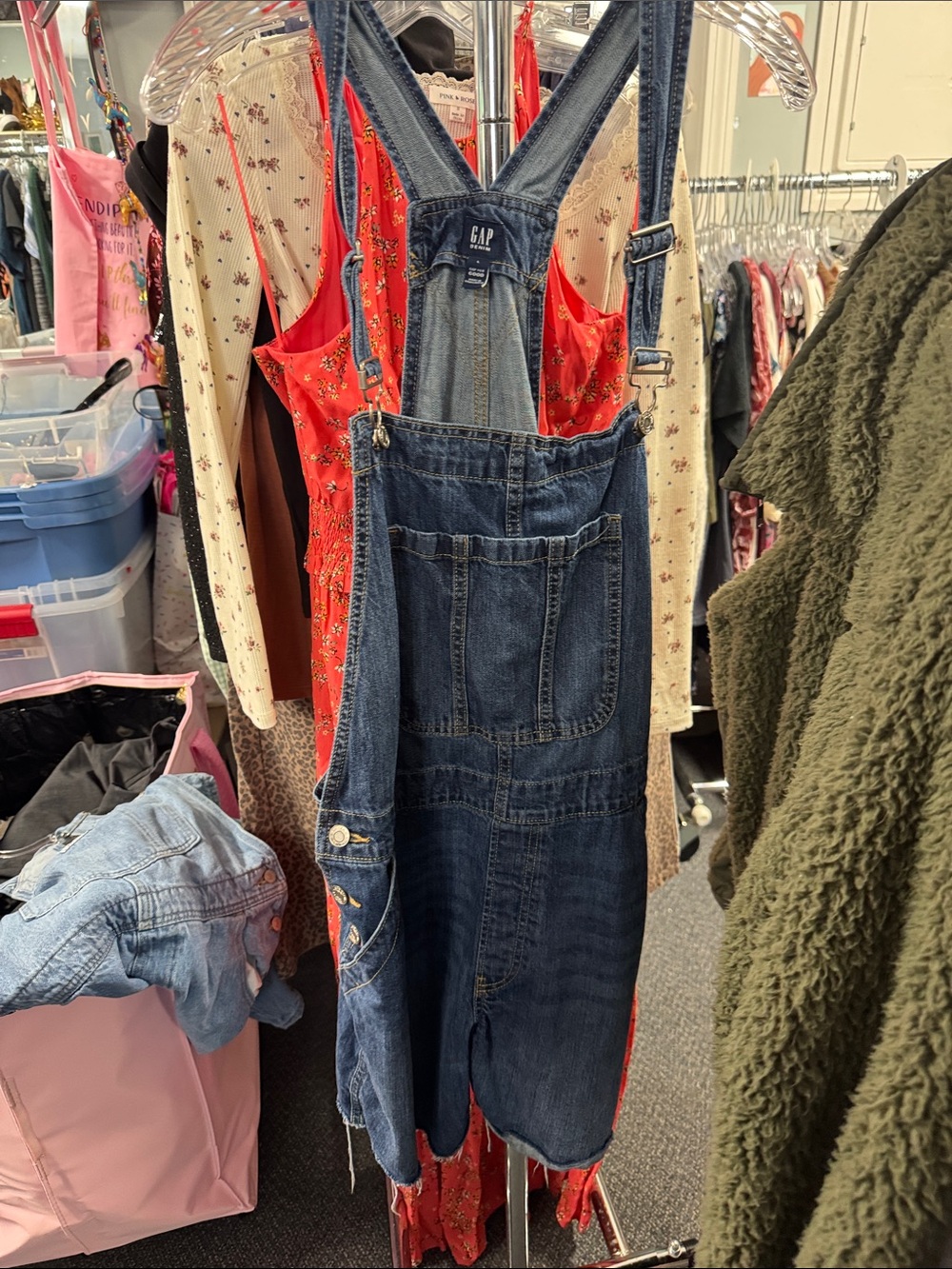 Gap denim short overalls L // 091635